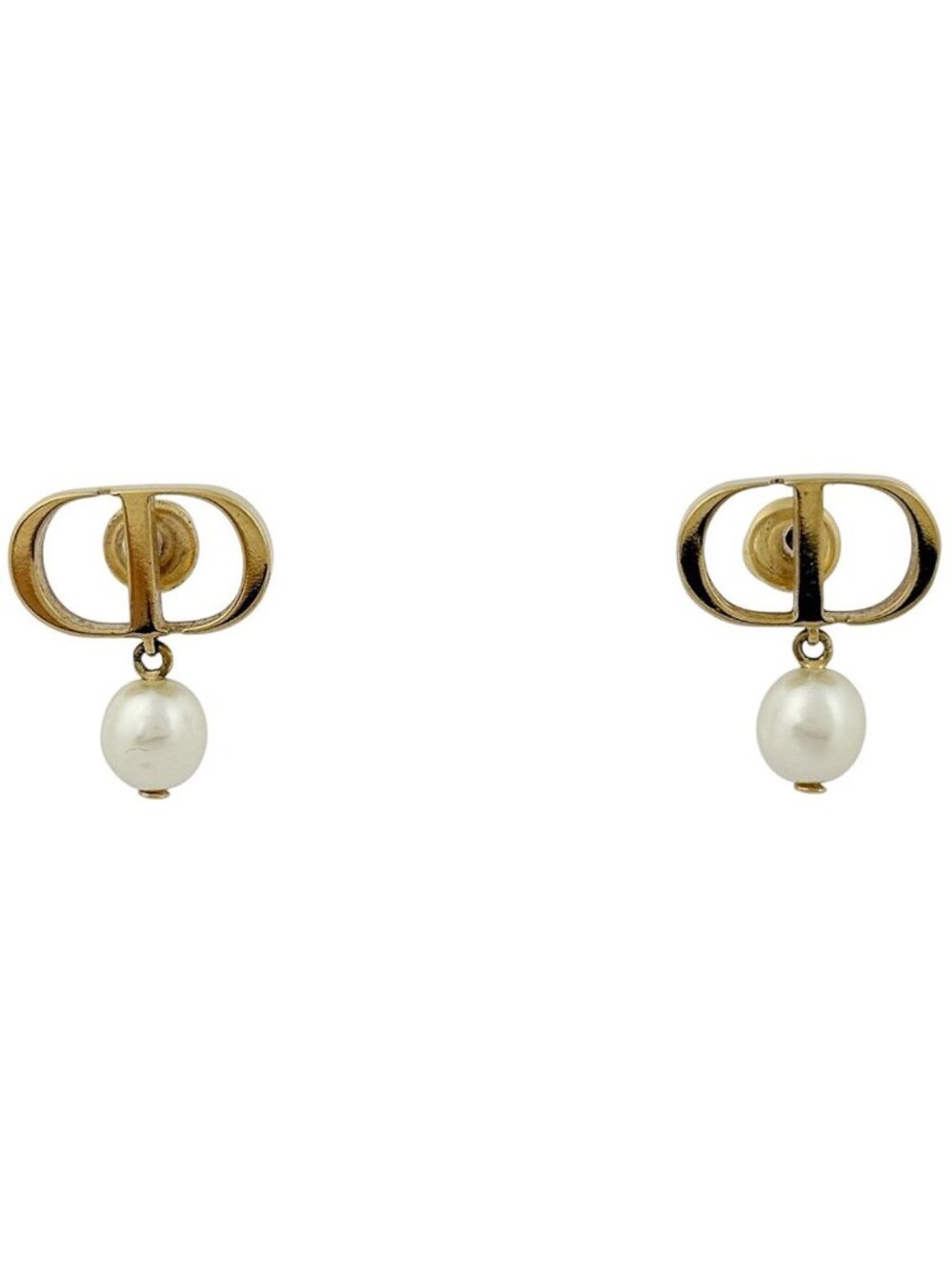 Dior Earrings Faux Pearl Gold
